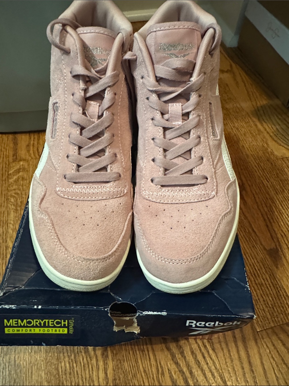 Reebok Women's Blush Pink Suede High-Top Sneakers